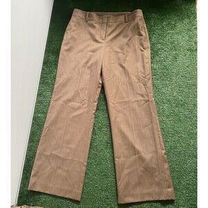 Ann Taylor Petite Women's Trouser Brown Pinstripe Wide Leg Dress Pants Size 10P
